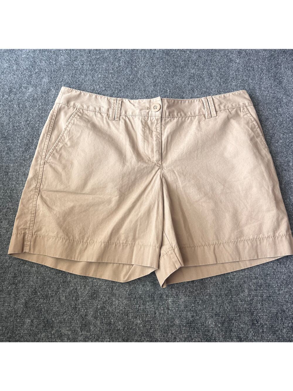 Ann Taylor Loft Women’s Khaki Shorts Size 10 Beige Flat Front Casual Chino